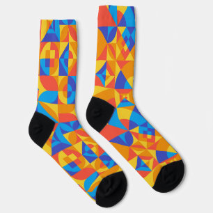 Chaussette motif Abstrait Bauhaus en trois couleurs