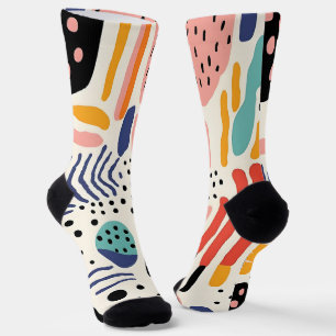 Chaussette Motif Abstrait de Formes Organiques Memphis