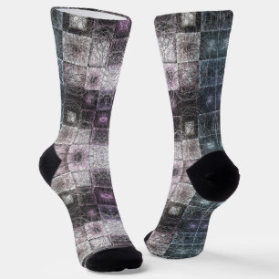 Chaussette Motif Abstrait Géométrique avec Cubes en Fil de Fe
