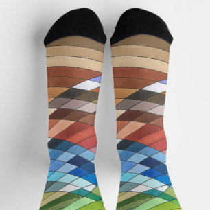 Chaussette Motif abstrait géométrique peint à la main