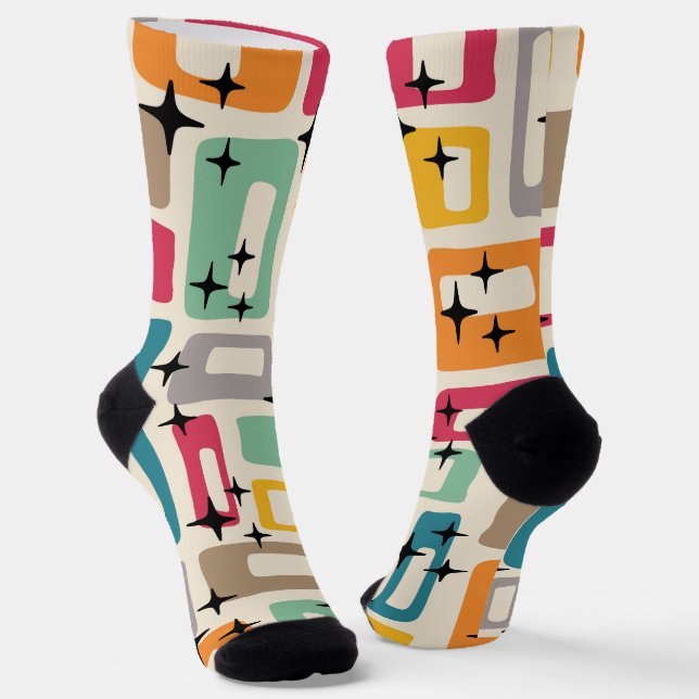 Chaussette Motif Abstrait moderne rétro du milieu du siècle (Angulaire)