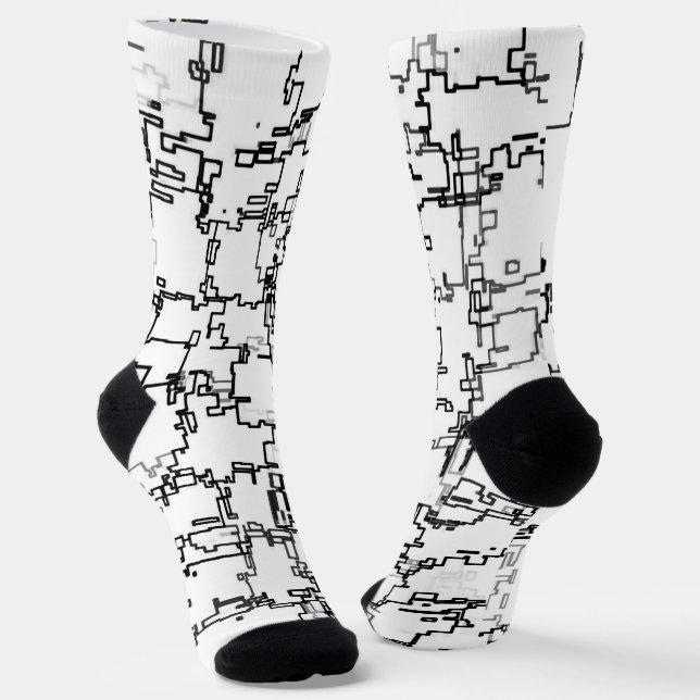 Chaussette Motif Abstrait noir et blanc (Angulaire)