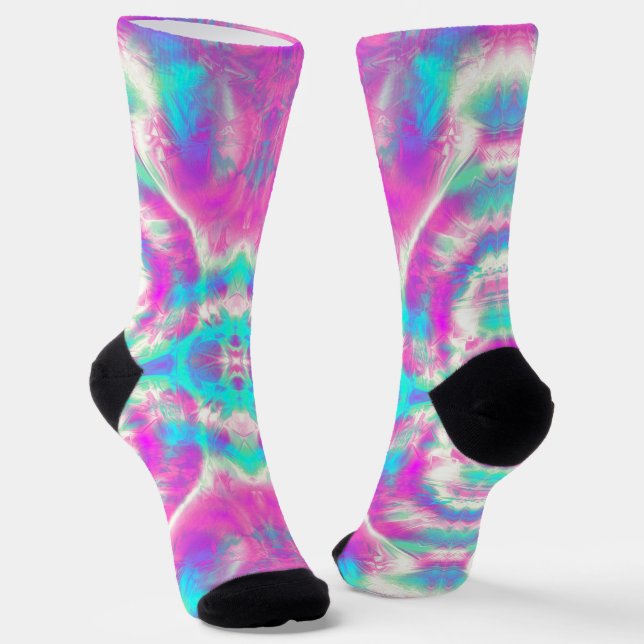 Chaussette Motif Abstrait rose et bleu (Angulaire)