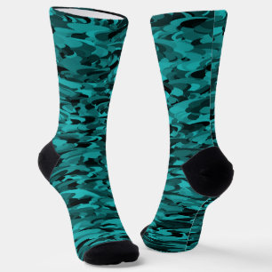 Chaussette Motif Abstrait Sarcelle Noir