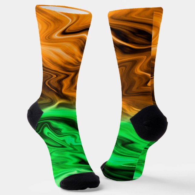 Chaussette motif Abstrait tacheté en vert orange s (Angulaire)