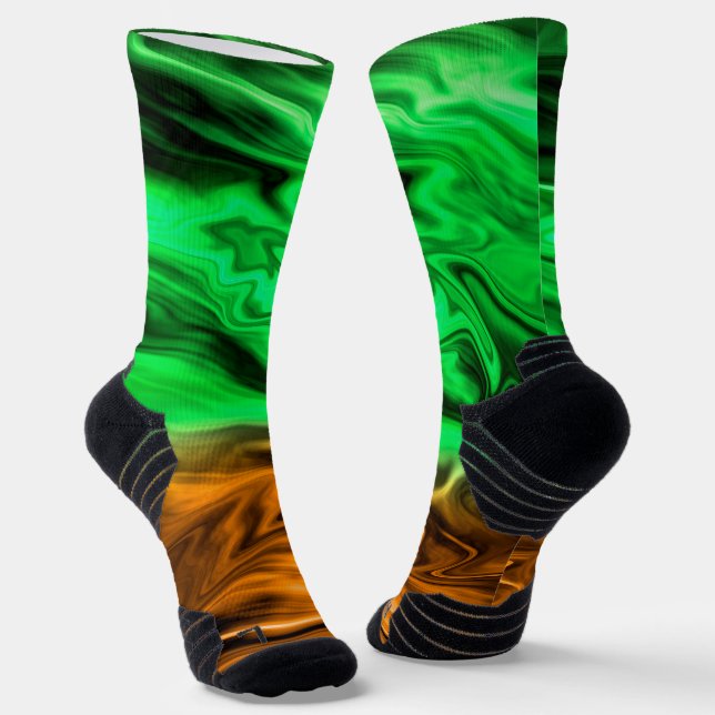 Chaussette motif Abstrait tacheté en vert orange s (Angulaire)