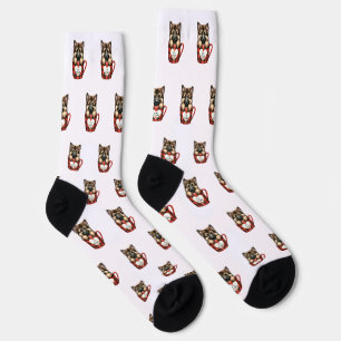 Chaussette Motif Amoureux de Chien et de Café Design Esthétiq
