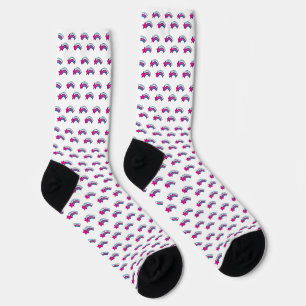 Chaussette Motif Arc-en-Ciel Étoile Filante Rétro Pastel