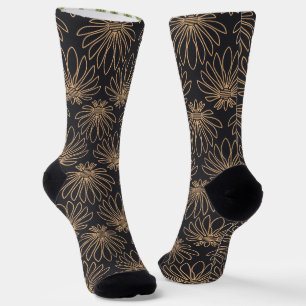 Chaussette Motif Art Déco avec motifs floraux dorés