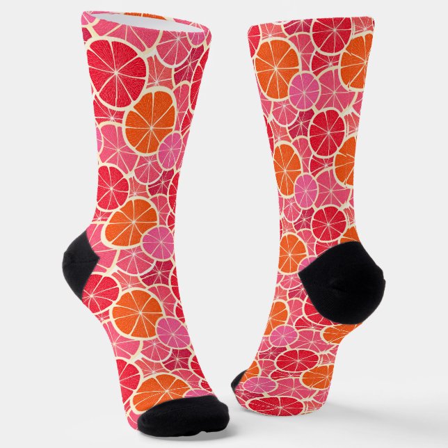 Chaussette Motif aux agrumes d'orange et de pamplemousse (Angulaire)