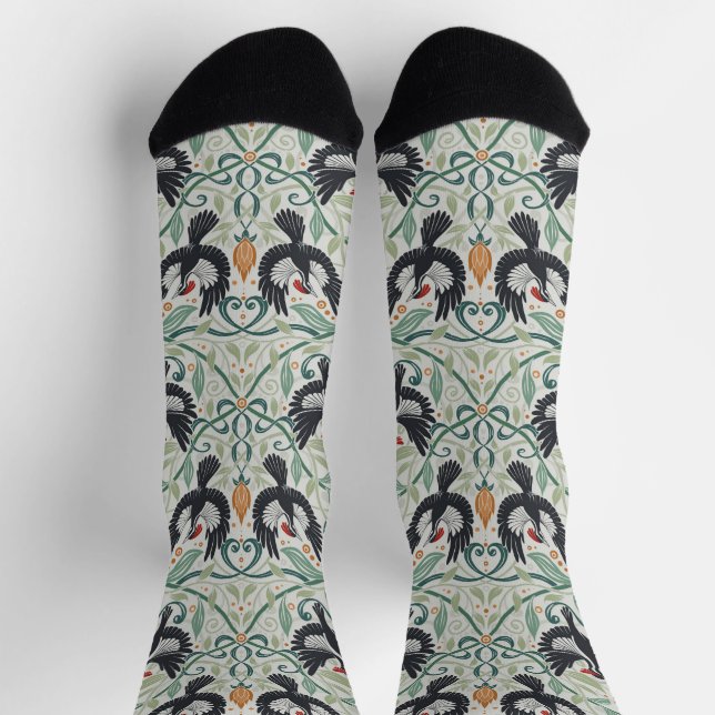 Chaussette Motif avec pic-blanc à bec ivoire (Haut)