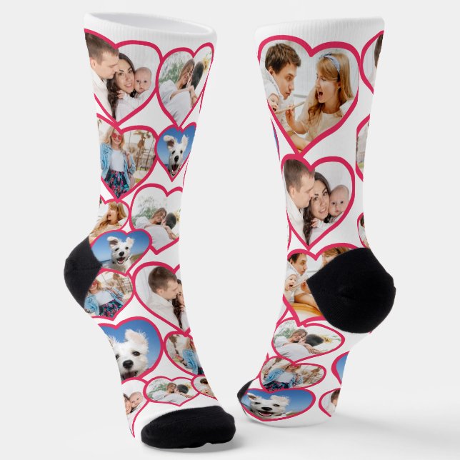 Chaussette Motif blanc Elegant Red Heart | 5 Collage photo (Angulaire)
