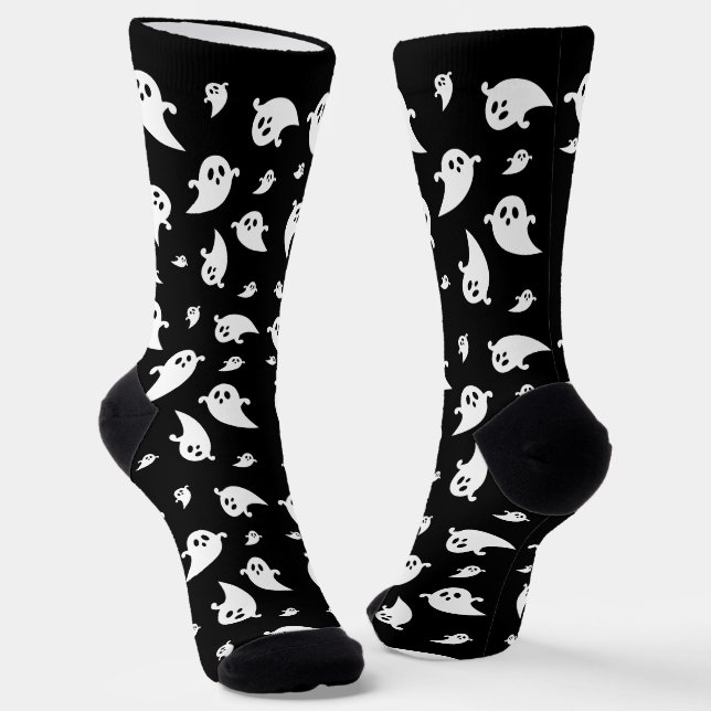 Chaussette Motif blanc simple Fantômes mûrs Halloween (Angulaire)