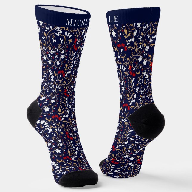 Chaussette Motif bleu bleu bleu bleu bleu blanc bleu marine (Angulaire)