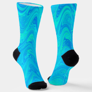 Chaussette Motif bleu vert marbré