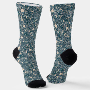 Chaussette Motif botanique élégant sarcelle en spirale sans c