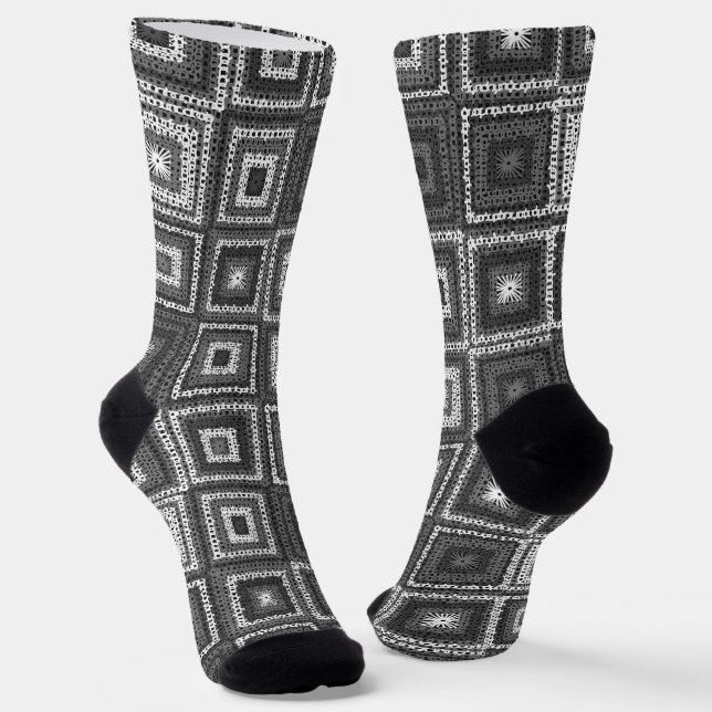Chaussette Motif Carré Grey Granny (Angulaire)