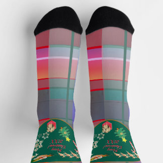 Chaussette Motif carreaux de rennes du Père Noël de Noël