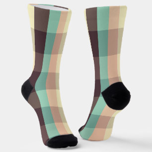 Chaussette Motif carreaux pastel en rayures horizontales