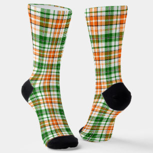 Chaussette Motif carreaux tartan vert orange blanc