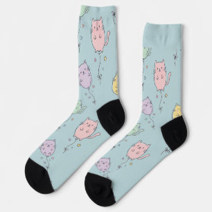 Chaussette Motif Chat Ballon Mignon Minimaliste Enfants