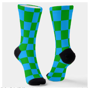 Chaussette Motif chèque À damiers bleu vert