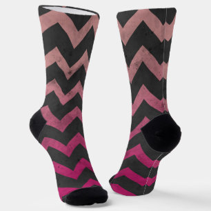 Chaussette Motif chevron gris foncé ombré rose magenta rouge