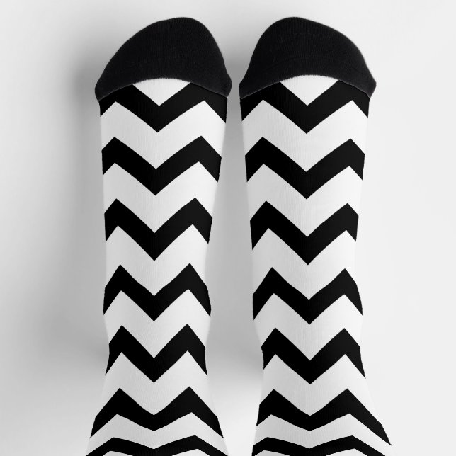 Chaussette Motif Chevron noir et blanc simple (Haut)