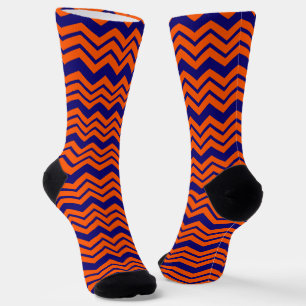 Chaussette Motif chevron zigzag bleu orange