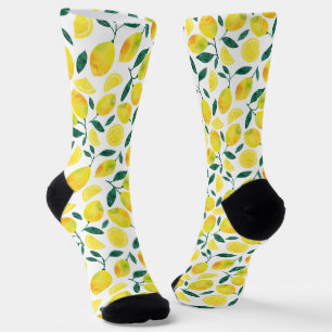 Chaussette Motif citron jaune aquarelle