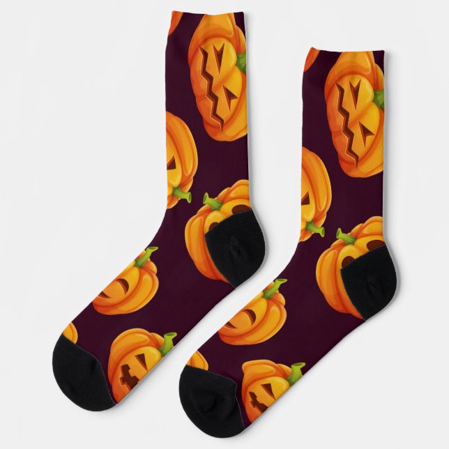 Chaussette motif citrouille (Gauche)