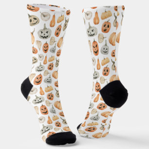 Chaussette Motif Citrouille d'aquarelle amusant