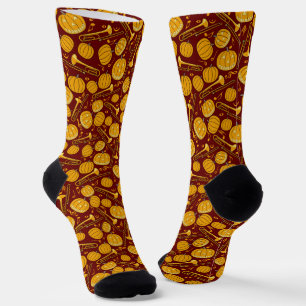 Chaussette Motif Citrouille Trombone Halloween