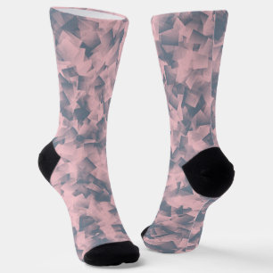 Chaussette Motif Cubisme Gris Rose