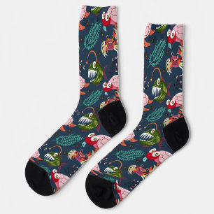 Chaussette Motif d'animaux aquatiques   vie sous-marine en me