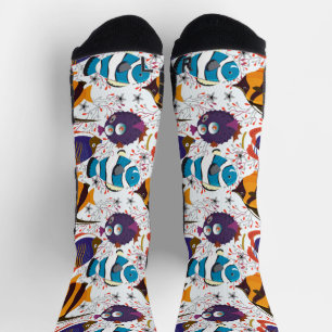Chaussette Motif d'animaux aquatiques   vie sous-marine océan