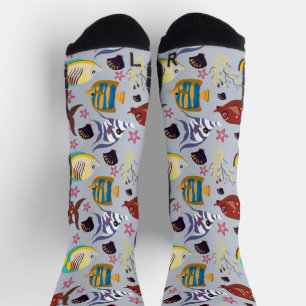 Chaussette Motif d'animaux aquatiques   vie sous-marine océan
