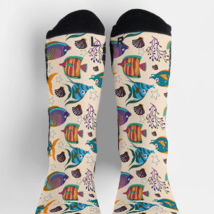 Chaussette Motif d'animaux aquatiques   vie sous-marine océan