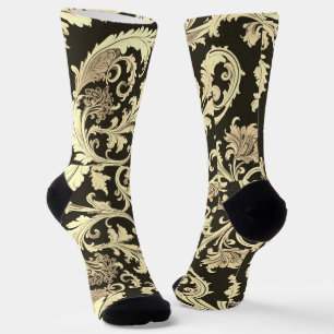 Chaussette Motif d'antiquités Brown Fleur