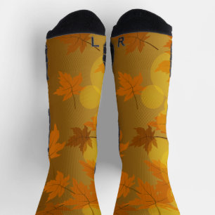 Chaussette Motif d'automne avec feuilles d'érable en chute et
