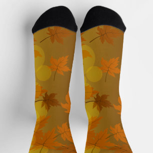 Chaussette Motif d'automne avec feuilles d'érable en chute et