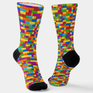 Chaussette Motif de bloc de construction coloré