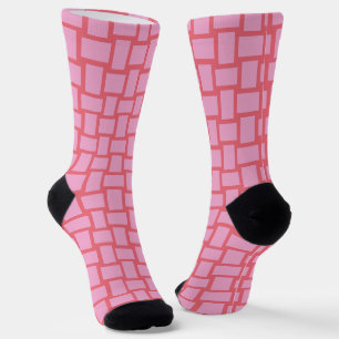 Chaussette Motif de blocs en rose rouge