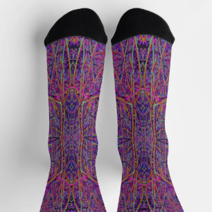 Chaussette Motif de branche abstrait noir et rose cool