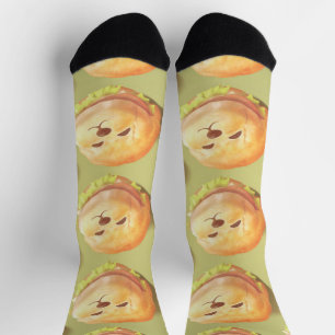 Chaussette Motif de burger au visage de chien adorable
