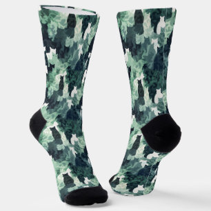 Chaussette Motif de camouflage de chats verts