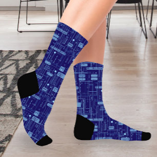 Chaussette Motif de carte de circuit bleu
