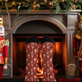Chaussette Motif de casse-noix rouges Noël