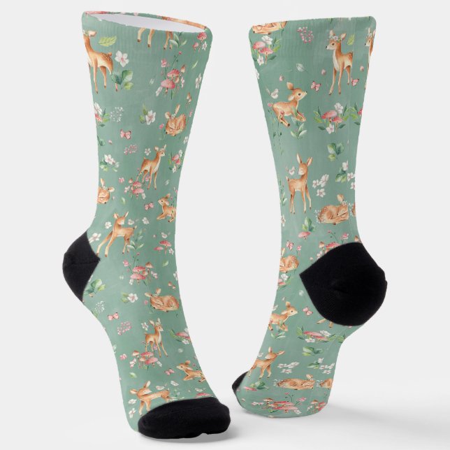 Chaussette Motif de cerfs à l'aquarelle (Angulaire)