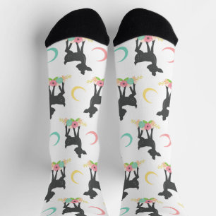 Chaussette Motif de cerfs, Cerf de bébé, Boho, Fleurs, Lune
